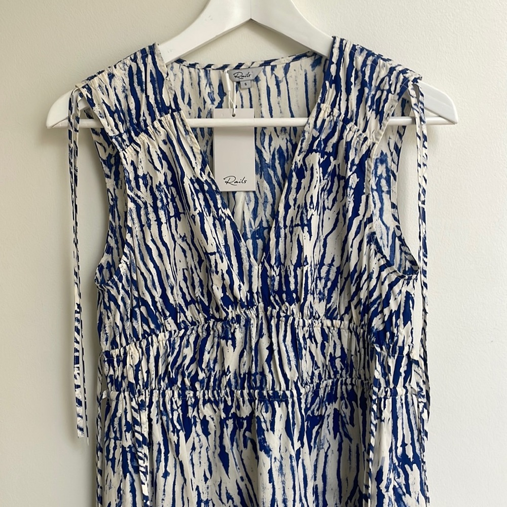 NWT Rails Sleeveless Blue Pattern Maxi Dress. Size S.